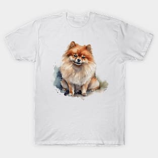 Pomeranian Watercolor Style T-Shirt